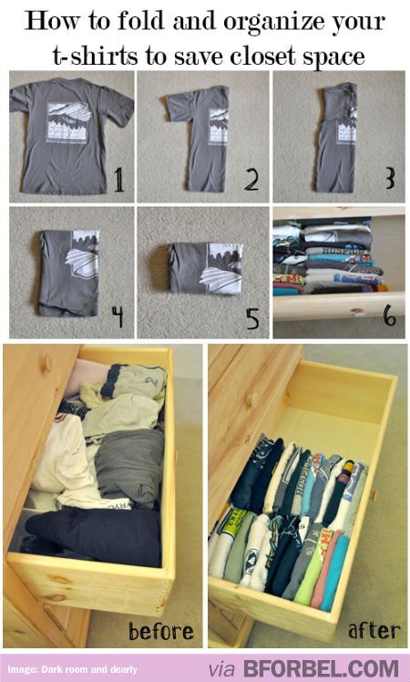 Create extra storage space by folding clothes to fit into a smaller space