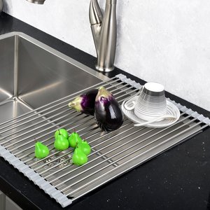 RV kitchen space solution: roll up sink rack