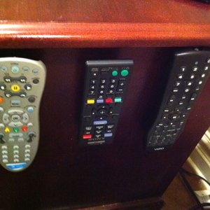 Organize remotes with velcro!