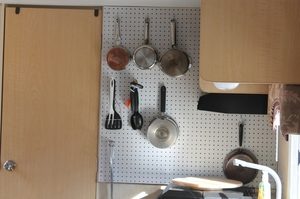 RV space organizer: Pegboard