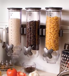 Store and organize dry food with a food dispenser