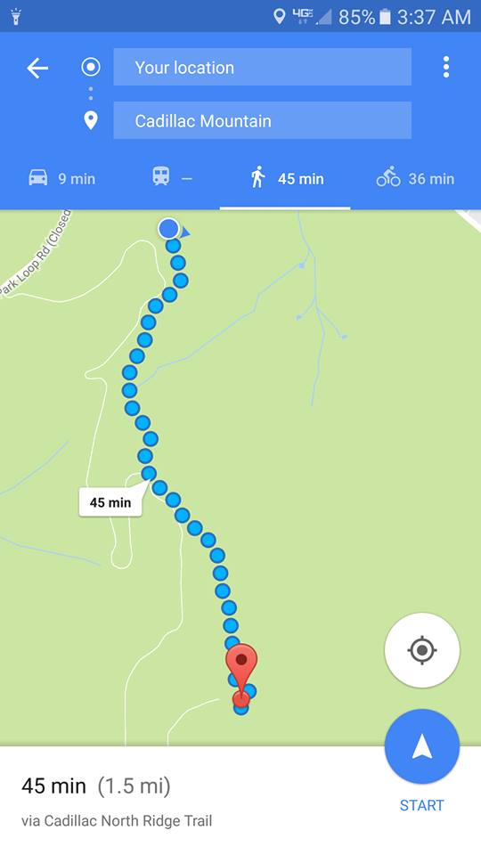 I took a screenshot of the path we walked up and how long it was going to take us to get to the top. This was taken after we had already walked 1/4 of the way, too!