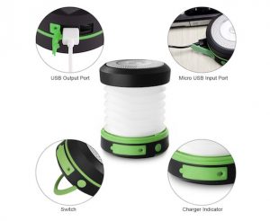 Inflatable, foldable solar powered camping lantern