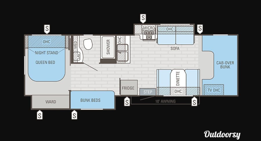 Floorplan for Jayco Greyhawk RV Rental FL