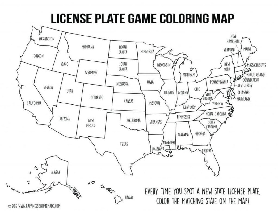 License Plate Coloring Map