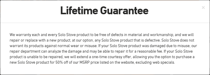 Solo Stove Lifetime Guarantee