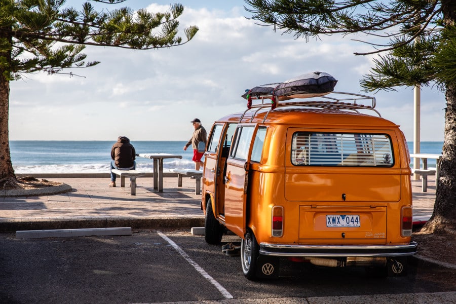 orange RV van orange RV van