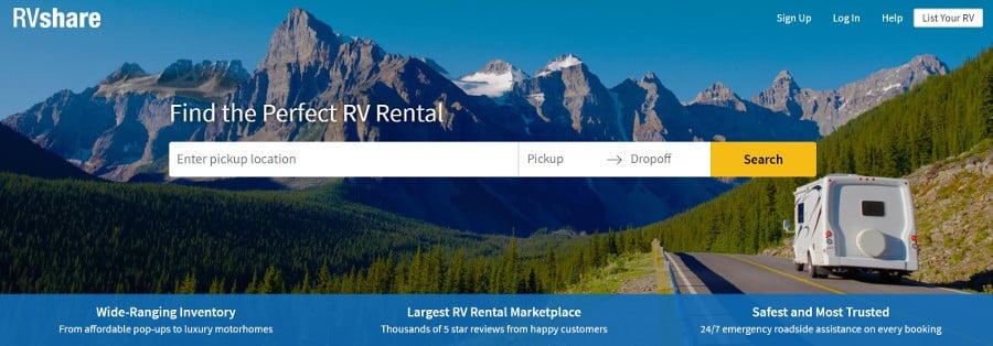 RVShare Home Page