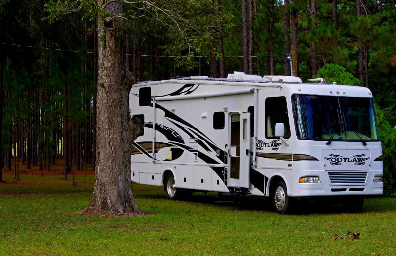 RV in woods