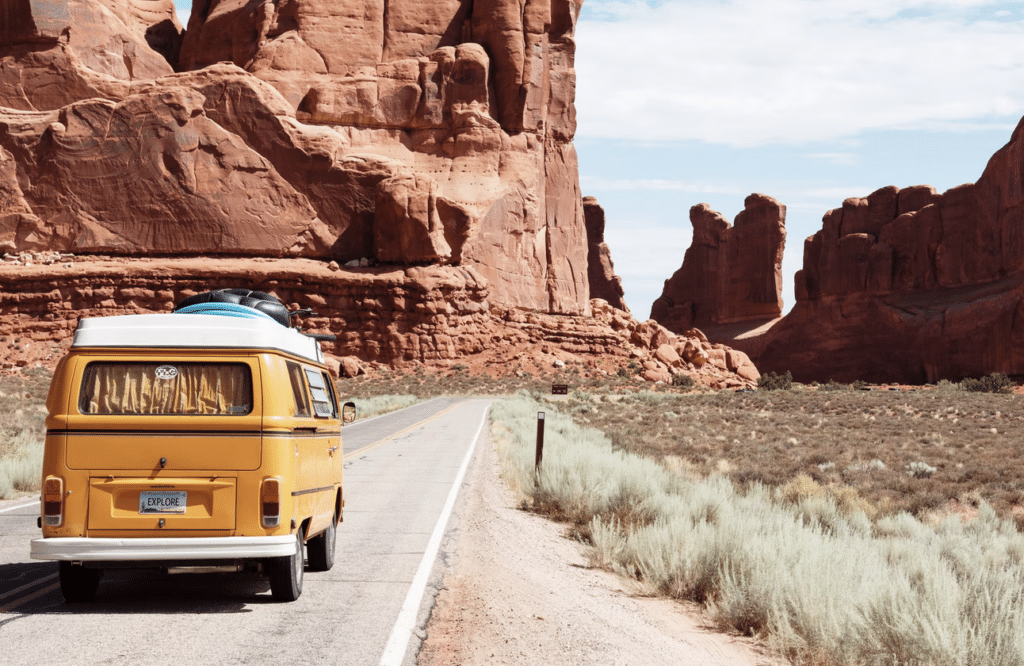 camper van on the road