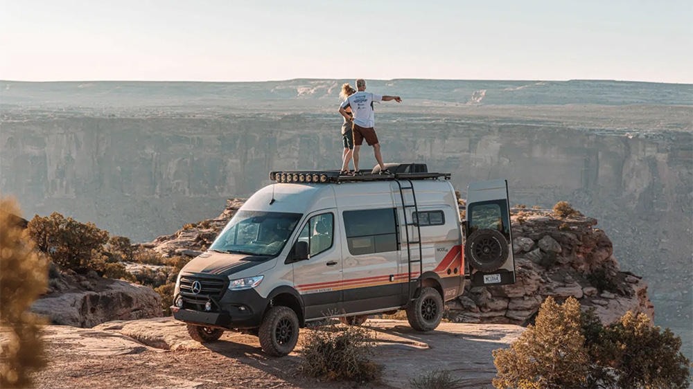 Camper van overlooking grand canyon