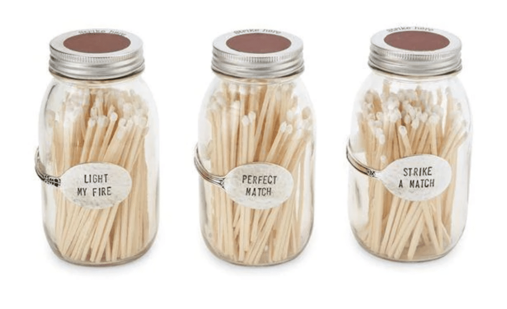 Matches in mason jar