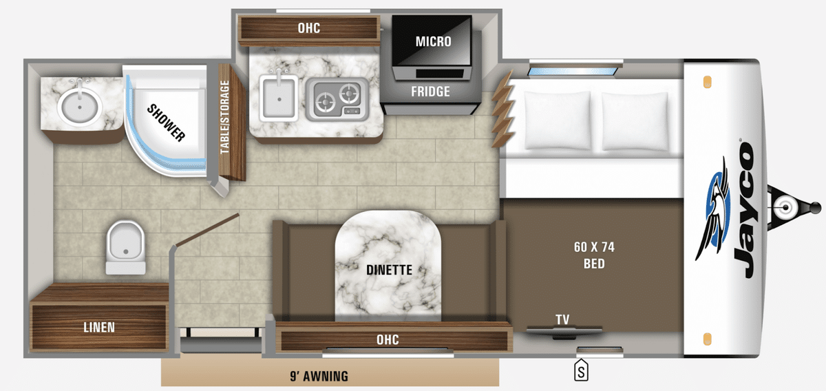 The jayco hummingbird 17rb floor plan