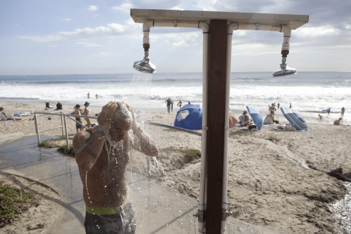 Showering at the beach