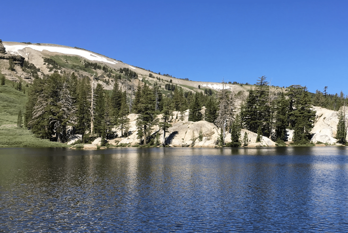 Showering in a lake