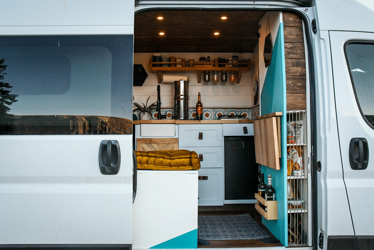 Storage space in a camper van