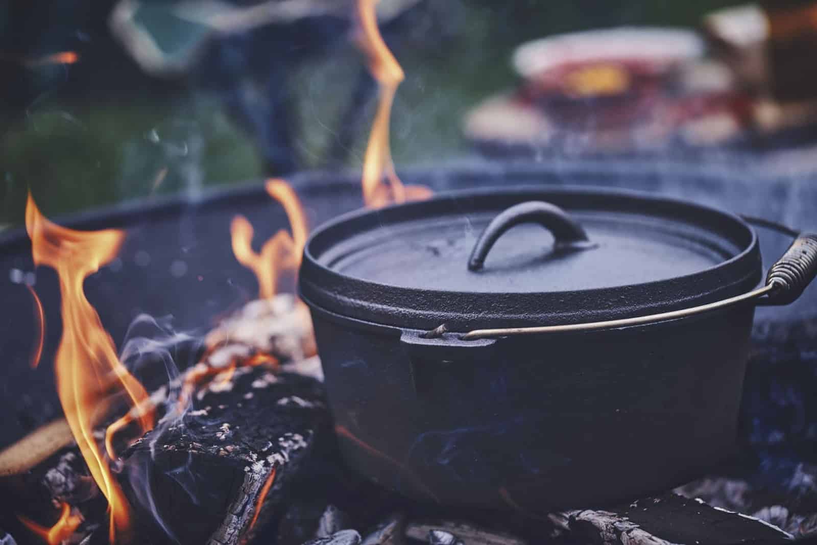 Dutch oven over campfire