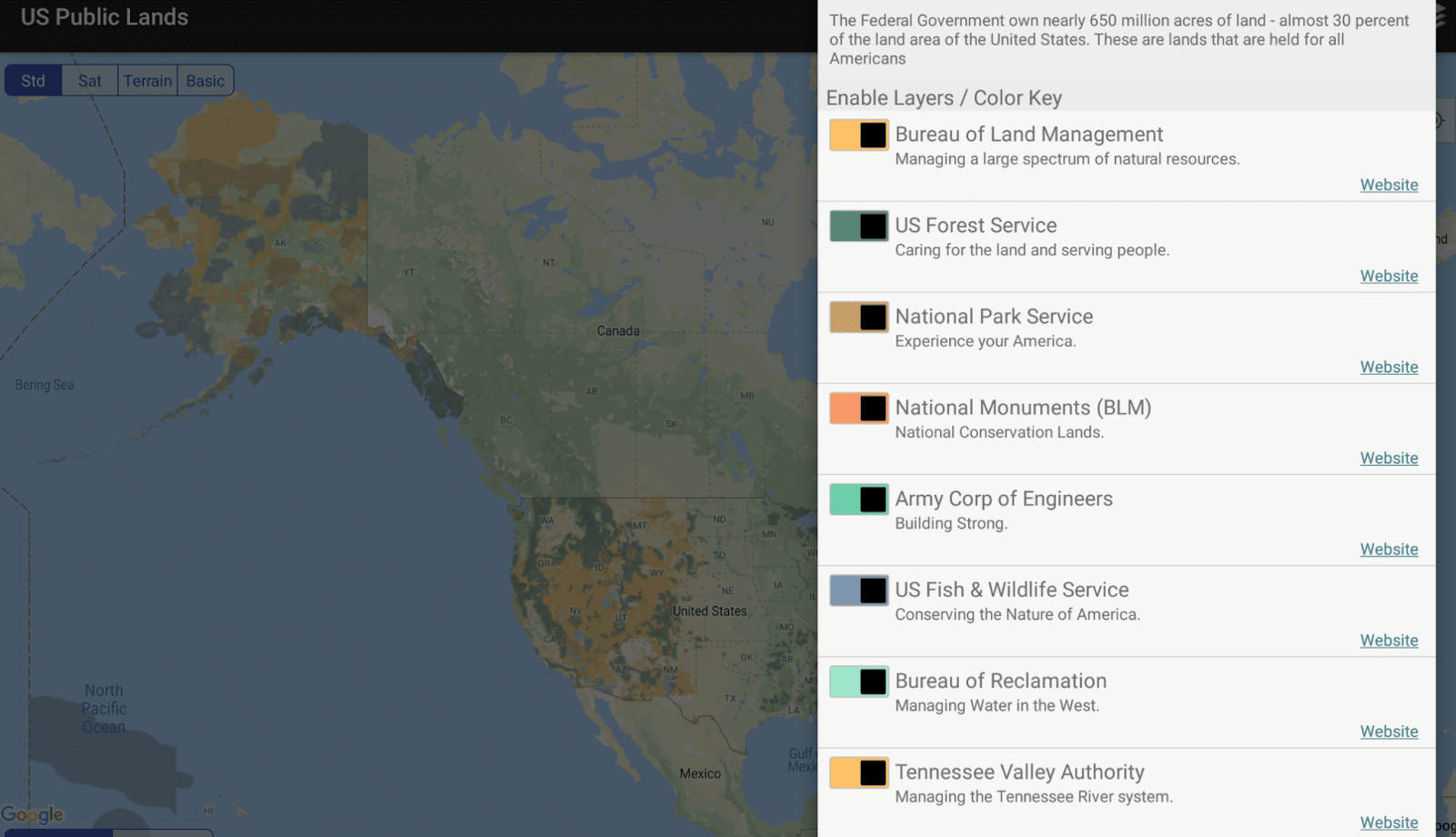 Us public lands interface